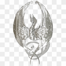 Silver,fictional Character,mythical Creature - Silver Wyvern Dragon, HD Png Download - wyvern png