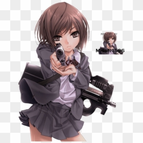 Drawn Girl Weapon - Anime Girl With A Gun, HD Png Download - sexy anime png