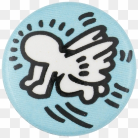 Keith Haring Flying Baby Art Button Museum - Keith Allen Haring Artwork, HD Png Download - baby angel wings png