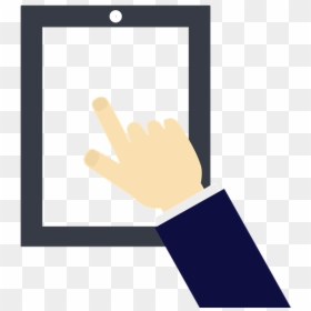 Tablet, Hand, Man, Cartoon, Touch, Communication - Sign, HD Png Download - finger touch png