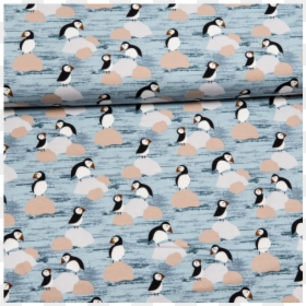 Cotton Jersey Printed Penguins Lines Light Blue - Penguin, HD Png Download - light lines png