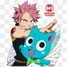 Render Fairy Tail Natsu E Happy - Fairy Tail Cute Natsu And Happy, HD Png Download - fairy tail happy png