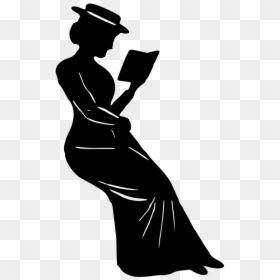 Lady Reading - Woman Reading Book Silhouette, HD Png Download - reading silhouette png
