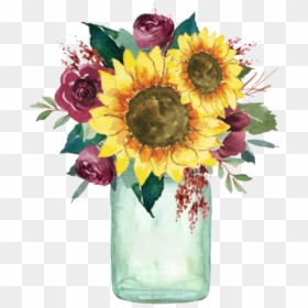 #watercolor #flowers #sunflower #sunflowers #masonjar - Invitation, HD Png Download - watercolor sunflower png
