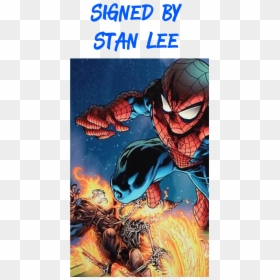 99 Stan Lee Signed Spider-man Marvel Original Comic - Ghost Rider And Spider Man, HD Png Download - stan lee png