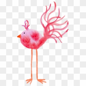 Pink Watercolor Bird Feather Friday - Cartoon, HD Png Download - watercolor feather png