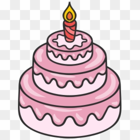 Hand Painted Three Tier - Cake Painting Png, Transparent Png - pink cake png