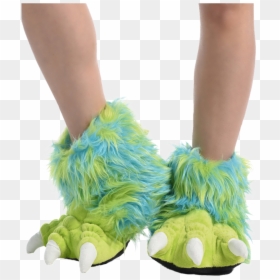 Green Monster - Monster Paw Slippers, HD Png Download - slippers png