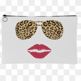 Leopard Sunglasses & Red Lipstick Lips - Wallet, HD Png Download - red lipstick png