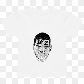 T Shirt Bébé Manches Courtes Jay Z Head Manches Courtes - Monochrome, HD Png Download - jay-z png