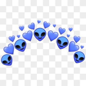Alien Tumblr Blue Et Emoji Heart Crown Cute Feature - Green Emoji Crown Png, Transparent Png - cute crown png