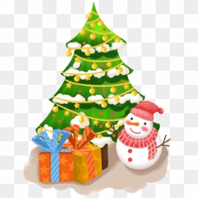 Transparent Christmas Tree With Gifts Clipart - กล่อง ของขวัญ รูป ต้น คริสต์มาส, HD Png Download - winter trees png