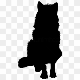 Black Wolf Sitting Png, Transparent Png - sitting dog silhouette png