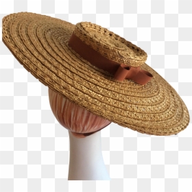 New York Creations Wide Brim Tilt Straw Hat 1940s - Wool, HD Png Download - new york hat png