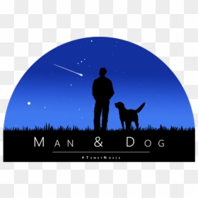 Of A Man And Dog Sitting And Watching The Night Sky - Man And Dog Sitting Silhouette, HD Png Download - sitting dog silhouette png