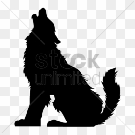 Silhouette Of Howling Wolf Clipart - Wolf Howling Silhouette Vector, HD Png Download - sitting dog silhouette png