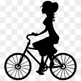 Silhouette, Wheel, Cyclist, Bike, Seated, Active, Woman - Girl On Bike Silhouette, HD Png Download - ferris wheel silhouette png