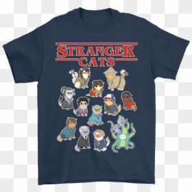 Meow Stranger Things Cats Mashup Shirts - But First Book, HD Png Download - meow png