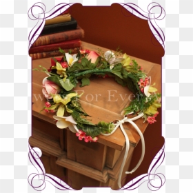 Flower Crown Silk Orchid Rose Frangipani Flower Halo - Wedding Protea Boutonniere, HD Png Download - rainbow flower crown png