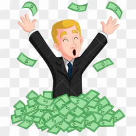 Cash A Victorious Businessman Standing In Mountain - Pile Of Cash Cartoon, HD Png Download - mountain cartoon png
