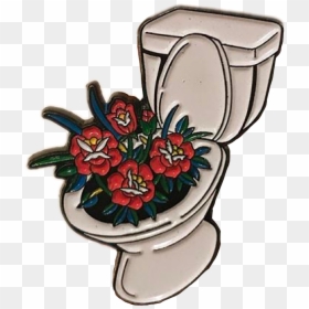 #toilet #flowers #pin #art #grunge #tumblr #icon #trash - Grunge Tumblr Stickers Png, Transparent Png - toilet icon png