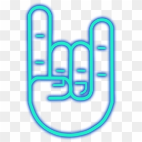 #rock #emoji #neon #neonlight #lighting #cute #colorful - Rock N Roll Neon Png, Transparent Png - rock hand png