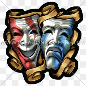 Drama Masks Colored Production - Graffiti Sad Happy Mask, HD Png Download - theater mask png