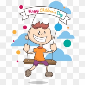 Boy Playing On Swing - صور دماصفراء و ارجوحة, HD Png Download - kids vector png