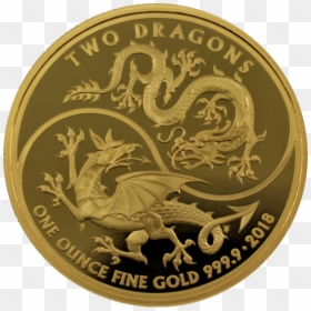 2018 1 Oz Great Britain Two Dragons 9999 Gold Proof - Circle, HD Png Download - 2018 gold png