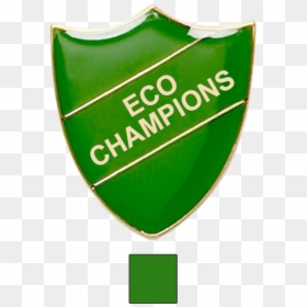 Green Shield Shaped Eco Champions Badge - Emblem, HD Png Download - shield shape png