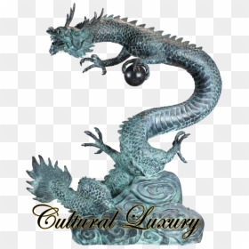 Asian Dragon With Oriental Power Orb Bronze Garden - Bronze Dragon Statue, HD Png Download - asian dragon png