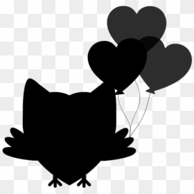 Owl With Balloons Png Silhouette - Illustration, Transparent Png - black balloons png