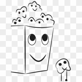 Line Art,head,human Behavior - Cartoon, HD Png Download - popcorn vector png