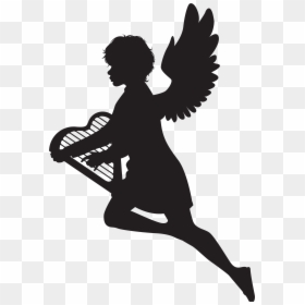 Clip Art Clip Black And - Angel Silhouette Png, Transparent Png - lyre png