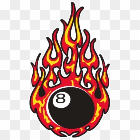 8 Ball On Fire Drawing, HD Png Download - flame circle png
