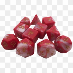 Huntress- Red And White Swirl Color With Gold Numbers - Red White Swirl Dice, HD Png Download - gold dice png
