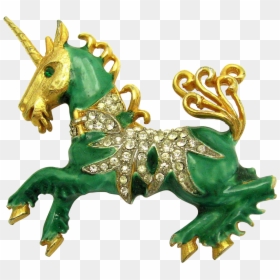 Beautiful And Rare Kenneth J Lane Kjl Unicorn Brooch - Unicorn, HD Png Download - gold unicorn png