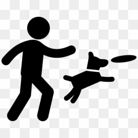 Man Throwing A Disc And Dog Jumping To Catch It - Dog Play Icon Png, Transparent Png - man jumping png