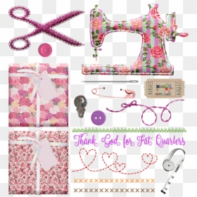 Quilting, Fat Quarters, Fabric, Sewing Machine, Floral - Tape Measure, HD Png Download - quilt png