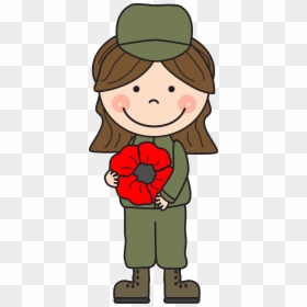 Girlsoldier Poppy Colored Soldier Poppy Colored - Remembrance Day Clip Art, HD Png Download - veterans png