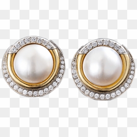 Pearl Diamond Earrings Png, Transparent Png - pearls png