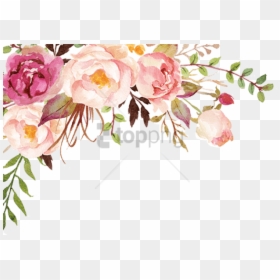 Watercolor Floral Corner Png, Transparent Png - pink flower png