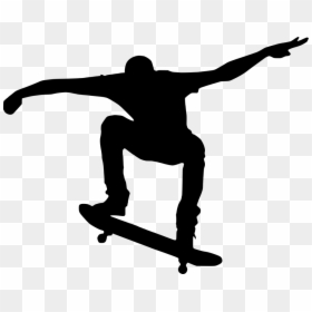 Silhouette Skateboarder, HD Png Download - skateboard png
