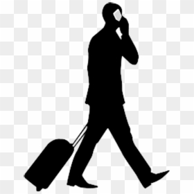 Silhouette Of Person With Luggage, HD Png Download - people standing and talking png