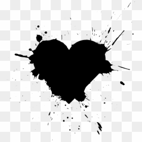 Black Paint Splatter Heart, HD Png Download - black heart png