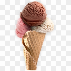 Triple Scoop Ice Cream Cone, HD Png Download - ice cream cone png