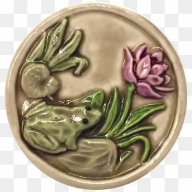Frog, Purple Flower, Lilypad Art Button, 1-3/8" - Flower, HD Png Download - lilypad png