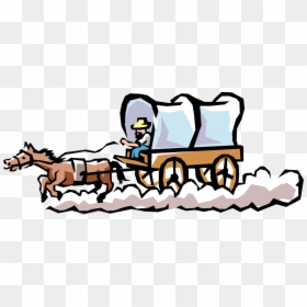 Vector Illustration Of Old West Chuck Wagon Or Chuckwagon - Oregon Trail Wagon Clipart, HD Png Download - covered wagon png