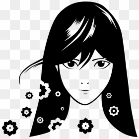 Emotion,art,black Hair - Girl Silhouette Black White Png, Transparent Png - woman hair png
