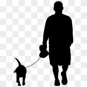 People Walking Dog Silhouette Png, Transparent Png - walking dog png